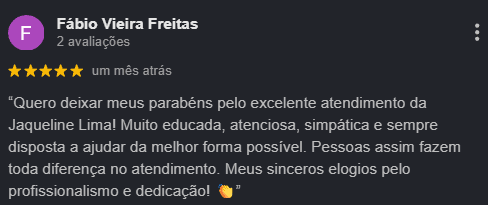Avaliação de cliente no Google